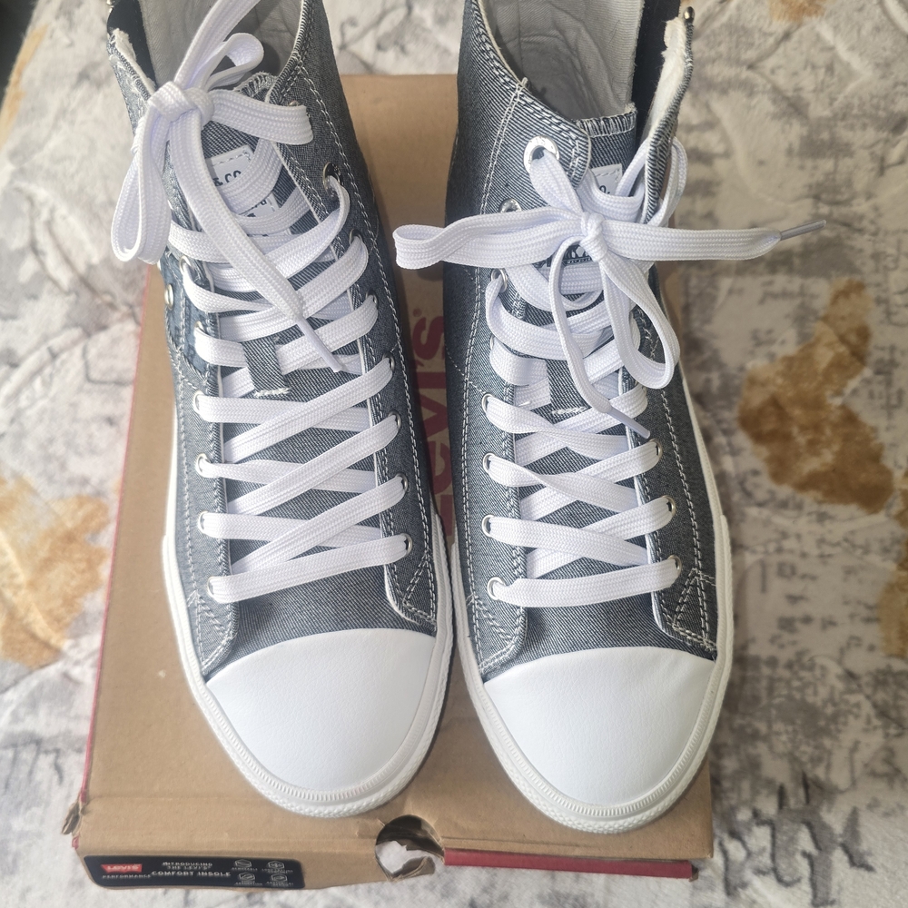 Levi's Men's Denim High-Top Sneakers - Blue and White